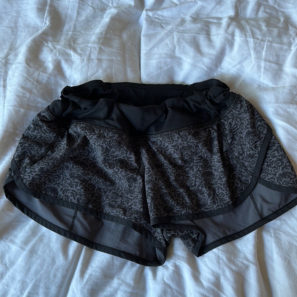 Black Flower Print Lululemon Shorts